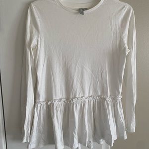 ASOS White Peplum Long Sleeve Shirt